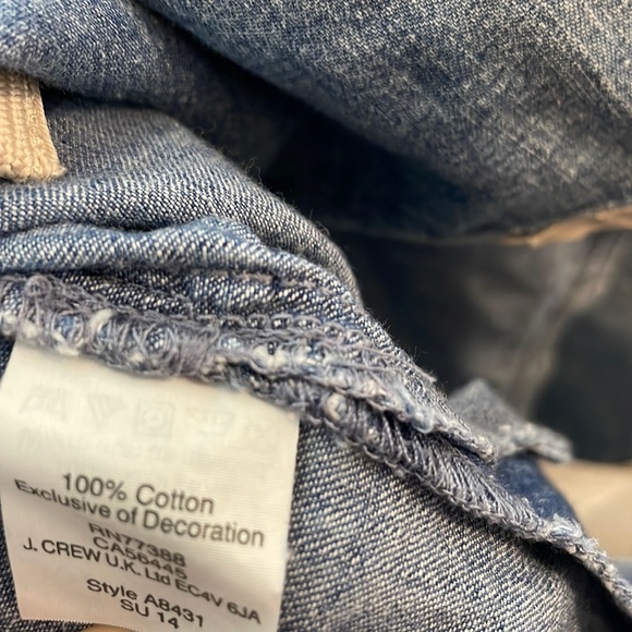 J Crew Chambray Denim Popover Tunic Top Soutache Embroidered Boho Sz 10 - Picture 9 of 12